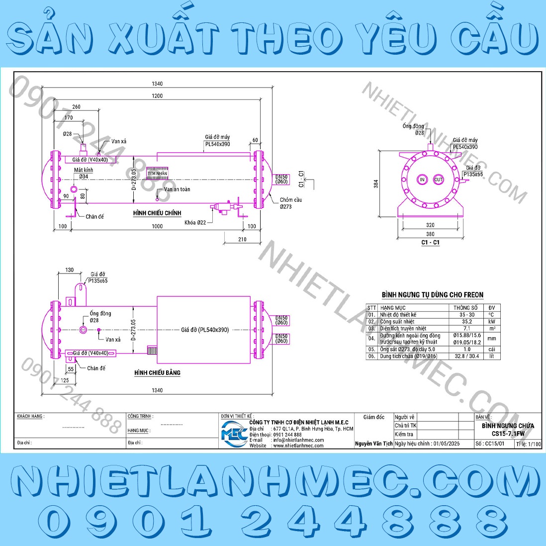 Bình ngưng chứa 15Hp