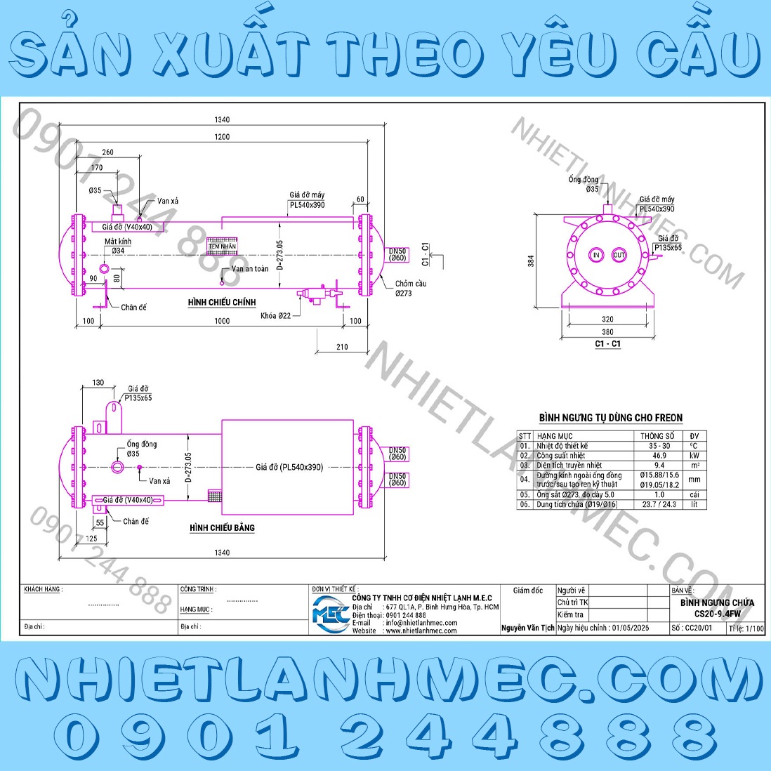 Bình ngưng chứa 20Hp